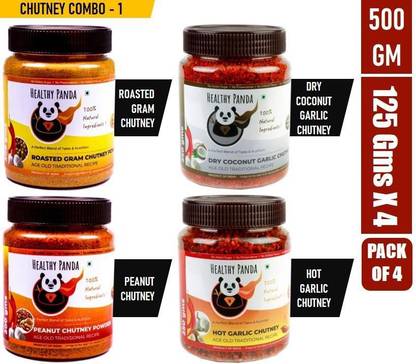 HEALTHY PANDA Roasted Gram Chutney/Dry Coconut Chutney /Peanut Chutney/Hot Garlic Chutney Chutney Powder