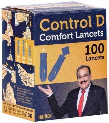 Control D HDCDCL Glucometer Lancets 100 Pcs 30 Gauge Blue Stainless Steel Glucometer Lancet Set Glucometer Lancets