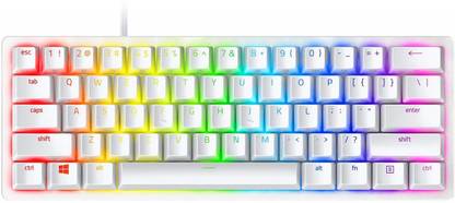 Razer Huntsman Mini - Mercury Edition (Clicky Purple Switch) Wired USB Standard Gaming Keyboard Compatible with Desktop, Laptop, Mac