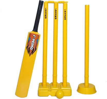 Pesko Plastic Cricket Set with Stump Bat Wind Ball And One Extra Wicket And Base Full Size (Pack of 1 set) Cricket Kit
