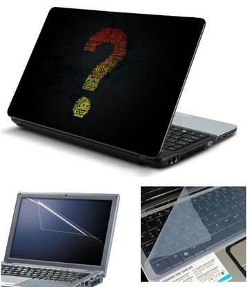 Advik Arts 3in1 Pack of Just Ask Question Mark Laptop Skin Sticker with Screen & Key Guard upto 15.6" inches Combo Set