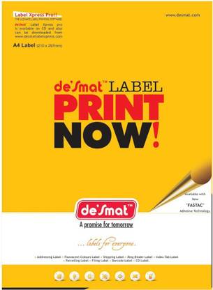 DESMAT A4ST1 - 100s, Labels,A4 Sheet sticker lable Self-Adhesive Paper Label