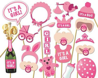 PREMIUM PARTY SHOP ITS A GIRL PHOTO BOOTH (PACK OF 17) Photo Booth Board