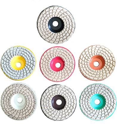 LAXMI Diamond Polishing Pads for Glass Granite Marble Concrete Stone WetDry Grit 0-6 7Pc Glass Grinding Tools Glass Polisher (4 inch) Glass Polisher
