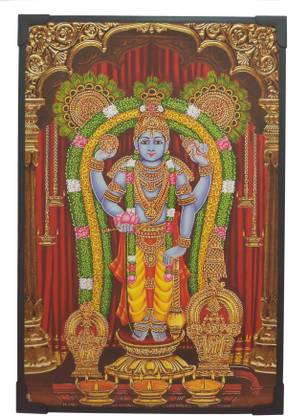 R S Exports Lord Guruvayurappan Photo Beading Frame ( 30.5 cm x 20.5 cm x 1 cm ) / lord god goddess sri sree shree guruvayur appan guruvayoor guruvayoorappan guruvayurappan krishna krishnan kannan tanjore thanjavur photo frame framing / God Gods and Goddess Religious Frame