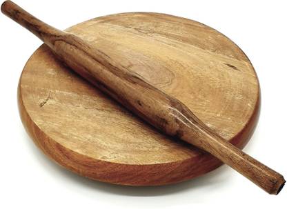 Maskey (Size: 11 inches) Original Sheesham Wooden Chakla Belan / Rolling Board / Roti Maker / Polpat for Home & Kitchen Rolling Pin & Board