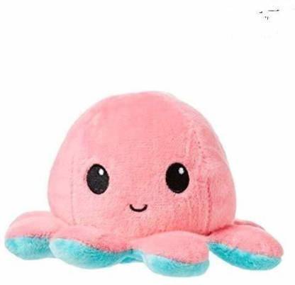 RIDDHI TOYS Blue & Pink Reversible Octopus Soft Toy (Blue, Pink) - 28 cm