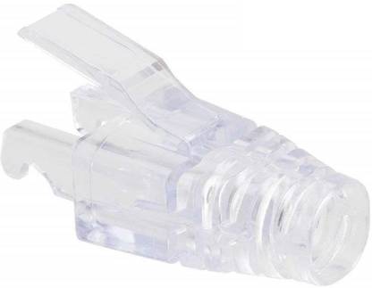 BIGGEAR (Pack of 100) Cat6 RJ45 8P8C Ends Plug Boots Ethernet Cable Crimp Connectors Transparent Modular Cap Plug Pass Through Strain Relief with Clear Hood Connector Cat6 Strain Relief Boots Hood Connector Transparent Wire Connector
