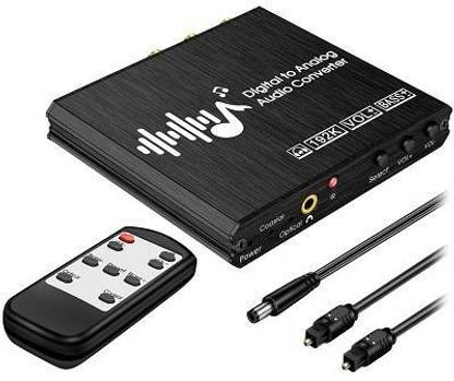 Tobo Digital to Analog Audio Converter with Remote, 192KHz DAC Converter with Volume Control&Bass Adjustment, DAC Box with Optical/Coaxial/Spdif Input and RCA 3.5mm Output Compatible with TV/PS4/DVD 5 W AV Control Amplifier