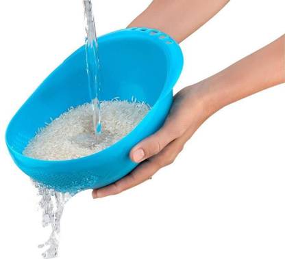 Garvil Kitchen Plastic Big Rice Bowl Strainer Perfect Size for Storing and Straining Colander