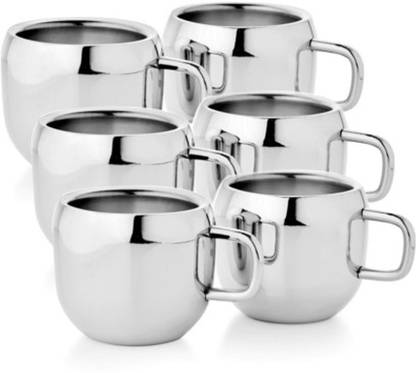 Dynore Pack of 6 Stainless Steel Dynore Stainless Steel 6 Pcs Apple Cups- 100 ml
