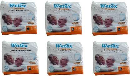 wetex Wetx premium adult pullup Pants Large(10 Pieces) (Pack of 6) L-(60 Pieces) Adult Diapers - L