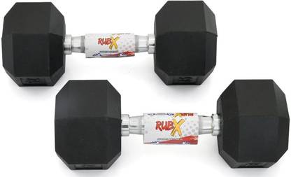 RUBX Rubber Coated Professional Exercise Hex Dumbbells 6 kg (Pack of Two) Fixed Weight Dumbbell