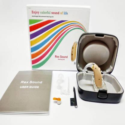 REX SOUND Digital Small 8 Channel Hearing Aids Machine With 6 German Battery, Mini Ear Machine ,Hearing Enhancer Ear Machine Sound Amplifier For All Age Group . BTE/D-11 BEHIND THE EAR Hearing Aid