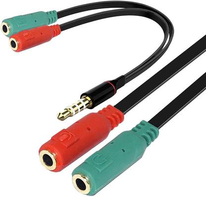 BIGGEAR 3.5mm Jack Headphone Mic Audio Y Splitter Cable 1 Male to 2 Female with Separate Headset/Microphone Adapter - (20 cm) Stereo Audio Cable