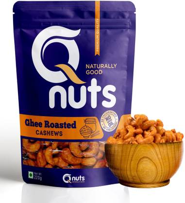 Q nuts NATURALLY GOOD Premium Flavored Cashews | Dry Roasted (Ghee Roasted) Cashews