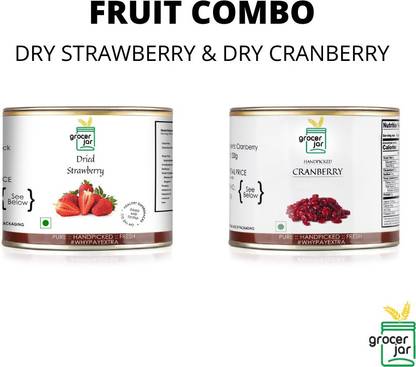 GROCERJAR FRUIT COMBO DRY STRAWBERRY & DRY CRANBERRY Strawberries, Cranberries