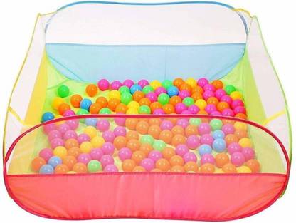 Childhood Play Fenced Square Shape Foldable Ball Pool With 50 Non-Toxic Colourful Balls for 1 to 5 year kids |Boys|Girls.