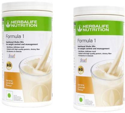 HERBALIFE Formula 1 Nutritional Shake Mix - Banana Caramel Flavor For Weight Loss 2 PCS Plant-Based Protein