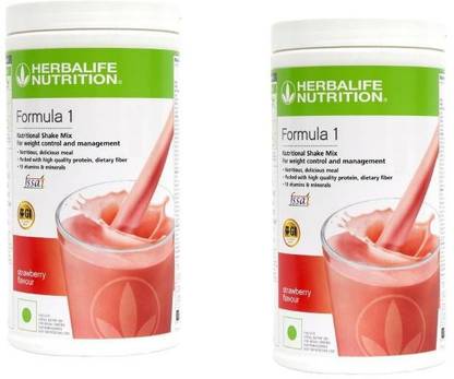 HERBALIFE Formula 1 Nutritional Shake Mix - Srawberry Flavor For Weight Loss 2 PCS Plant-Based Protein