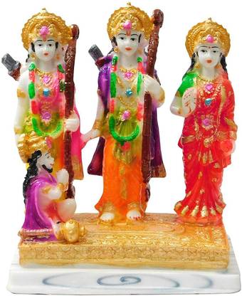 Om Shree Siddhi Vinayak Murti Bhandar Ram Darbar Statue Ram Darbar Marble White God Idol Ram Darbar Lord Ram Darbar Home Temple Pooja Ram Darbar for Diwali Decorative Showpiece  -  17 cm