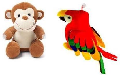 MAURYA so cute soft toys combo Monkey and Parrot (30 cm, multi color)  - 30 cm