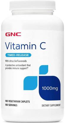 GNC Vitamin C 1000 mg With Bioflavanoid and Rose Hips - Timed-Release - 180 Caplets