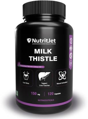 NutritJet Milk thistle supplement for liver support and liver detox (120 Veg Capsules)
