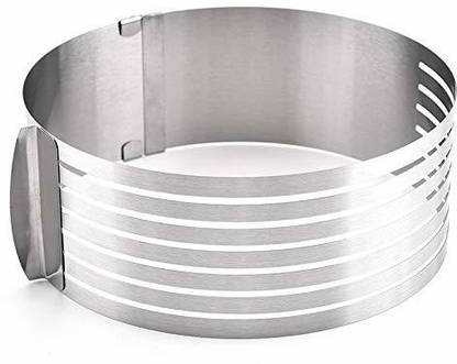 Bakers King Stainless Steel Cake Ring Adjustable Cutter Cake Pastry Mould Baking Pastry Tool Extendable Round Slicing Cake Bread Ring Cutters ( Pack Of 1 ) Pastry Cutter