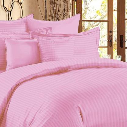 DAKSHAM CREATION 210 TC Cotton King Striped Flat Bedsheet
