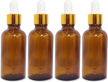 B-Urban Amber Colour Empty Glass Bottle with Golden Dropper & Funnel |30ml Each |Pack of 4 120 ml Bottle