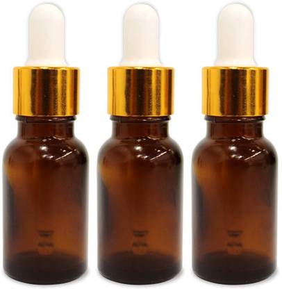 B-Urban Amber Colour Empty Glass Bottle with Golden Dropper & Funnel|10ml Each | Pack of 3 30 ml Bottle