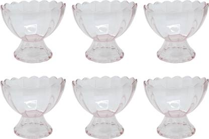 Life Vision Plastic Dessert Bowl Unbreakable Ice Cream Bowl/Desert Bowl/Pudding Cup Bowls with Unique Design| Plastic | Colour May Vary | (Set of 6)