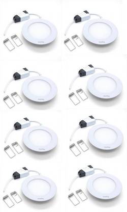 Trend King 6W LED Round Panel light (Size- 4 Inches) for False Ceiling with Driver (White Color) (Pack of 8) Recessed Ceiling Lamp Recessed Ceiling Light Ceiling Lamp