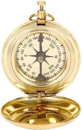 BILAL ENTERPRISES Brass Telescope and Push Button Compass Combo Compass (Gold, Black) Compass