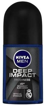 NIVEA Men Deodorant Roll On - Deep Impact Freshness, 48 h Anti Perspirant Freshness, 50 ml Deodorant Roll-on  -  For Men