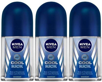 NIVEA Men Cool Kick Roll On, 50ml (Pack of 3) Deodorant Roll-on  -  For Men