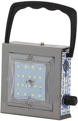 GLOBEAM S-3 Solar Plus Rechargeable LED Light and 18 SMD LED Light with 1000 mAh Battery with World Class Quality Metal Body 3 hrs Flood Lamp Emergency Light