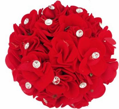 Clixfox Artificial Flower Bun Decoration Red Ston Pack Of 1 Bun Bun