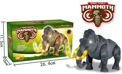 Alpha Plus Plastic Battery Operated Walking Woolly Mammoth Elephant with Sound and Light