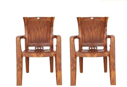 national plastic NPPL Plastic Chair for Home and Office (Pack of 2, Teak Wood) Plastic Cafeteria Chair
