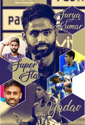 Suryakumar Yadav Wall Poster For Home And office Décor Print on 300gsm Thickness Paper With Gloss Lamination (Size 13 Inch X 19 Inch, Rolled) Multicolor Paper Print
