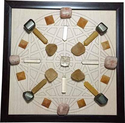 Aldmin Personal Healing Crystal Grids Laminate Board Lazer C.N.C. Engraved Frame Crystal Grid For Prosperity Healing Reiki 9.5 x 9.5 Inches 05 Decorative Showpiece  -  3 cm