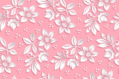 Unique Graphics Floral & Botanical Blue, Pink Wallpaper