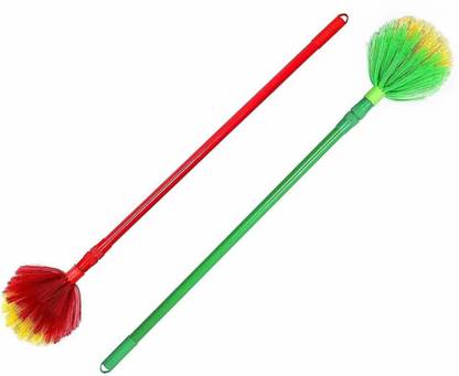 गदर extendable handle gobhi jala broom stick for ceiling jala cleaning for home, office cleans hidden corners ect. प्लास्टिक ड्राई झाडू