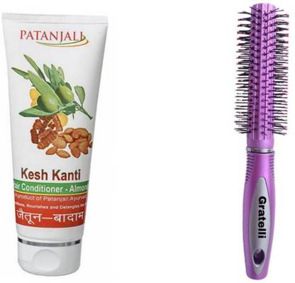 Gratelli Round hair comb and hair conditioner (with milk protien ,Chik Pea Bhringraj ,aloevera and almond oil)