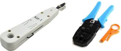 BIGGEAR 0808-CRMPG-KD1 Combo Pack of KD-1 Punching krone Tool with 3 in 1 Modular Crimping Tool for RJ11/RJ45 LAN Cable Manual Crimper