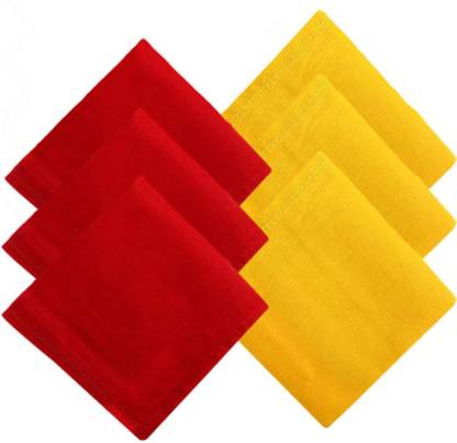 SG Shopper Plain Yellow and RED Hanky Table Napkins Handkerchief Table Napkins Kitchen Cloth Kitchen Napkin/Cleaning Cloth/Table Wipe Super Highly Absorbent Cleaning Cloth Multipurpose Kitchen Towels , 50X50 CM Napkin , 100% Cotton, Multipurpose Kitchen Napkin, Cleaning Cloth, Duster and Chapatis Napkins Dish Towels, Tea Towels, Table Cloth Yellow, Red Cloth Napkins