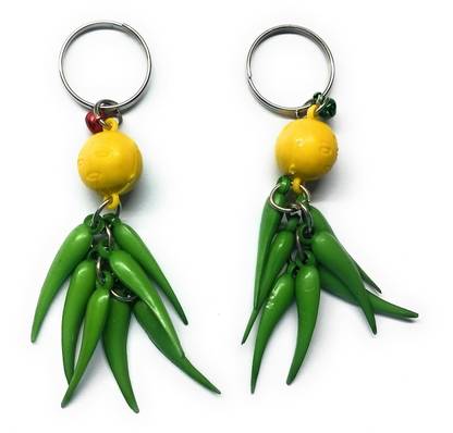 Lakhdatar Mall Green Nimbu Mirchi Plastic Keychain Key Chain