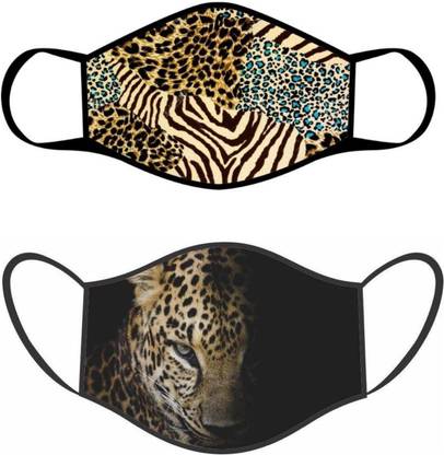 design wise Animal Print with Tiger Digital Print Anti-Pollution Washable Soft Cloth Face Mask Multi Color Face Mask for Boys and Girls (Free Size) (Pack of 2) Cloth Mask Cloth Mask